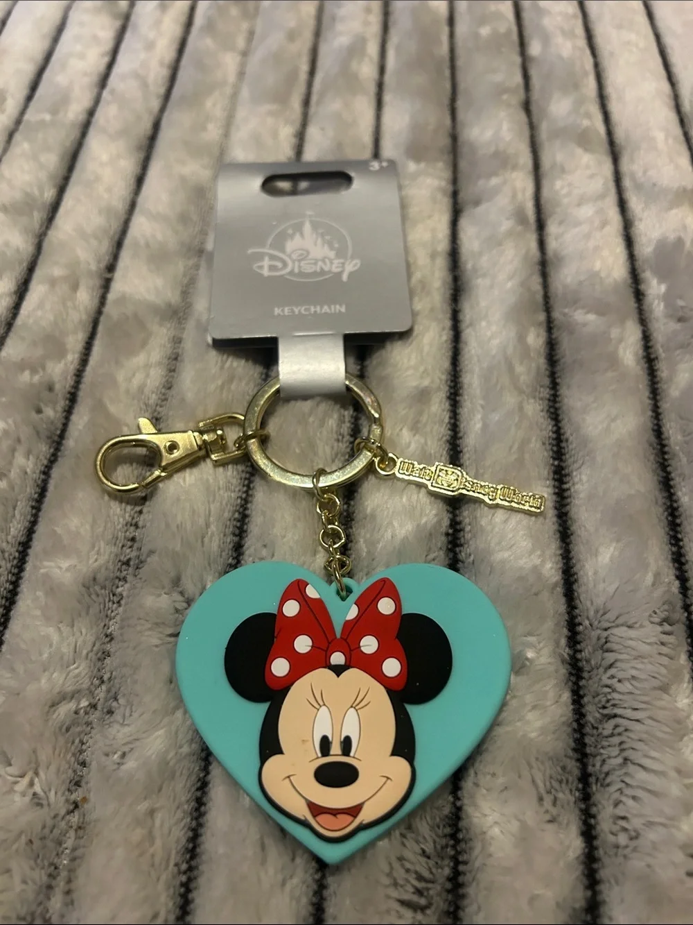 Disney Minnie & Mickey Mouse reversible Heart Keychain -